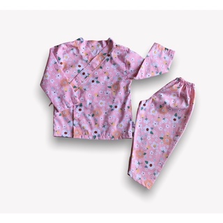 Bộ Yukata dài tay chất Thô lụa cho bé