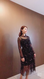 Đầm maxi hoa voan Hình thật