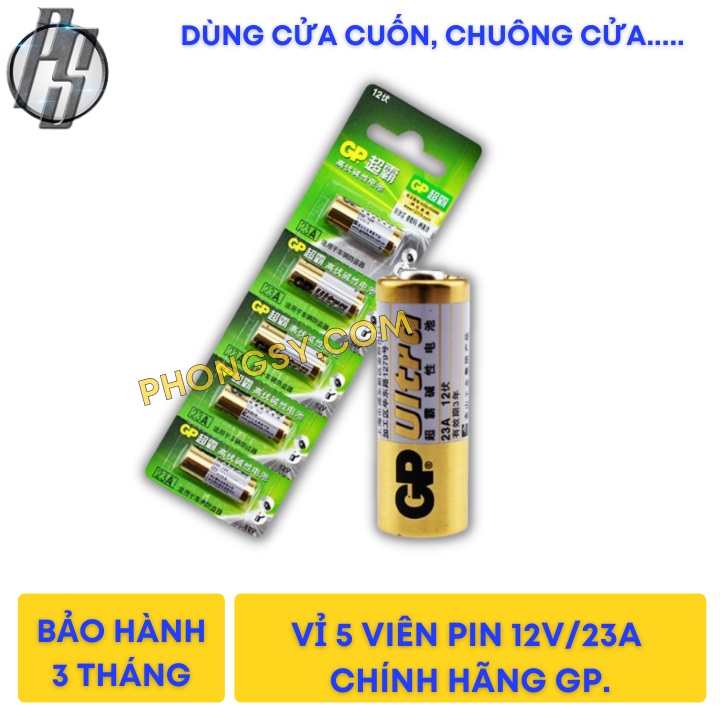 Vỉ 5 viên pin 12V 23A / 27A hãng GP pin điều khiển cửa cuốn, Remote