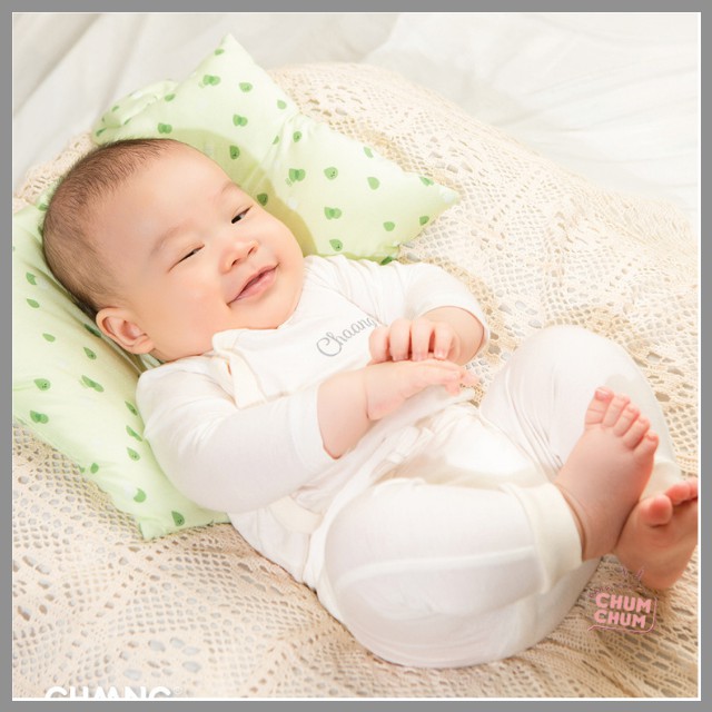 Set Bộ Dài Cotton Cúc Chéo Summer Trắng 0-6M Chaang Babychumchum