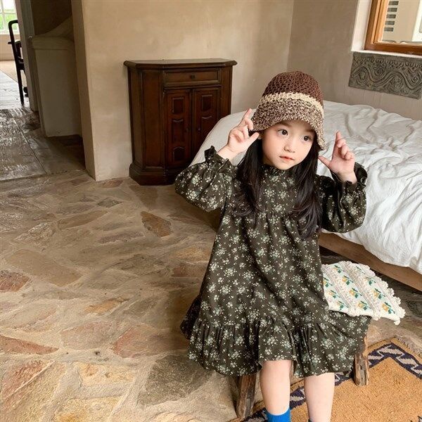 Đầm Công Chúa Phối Ren Hoa Phong Cách Hàn Quốc Thời Trang Xuân Thu 2022 Mới Cho Bé Gái