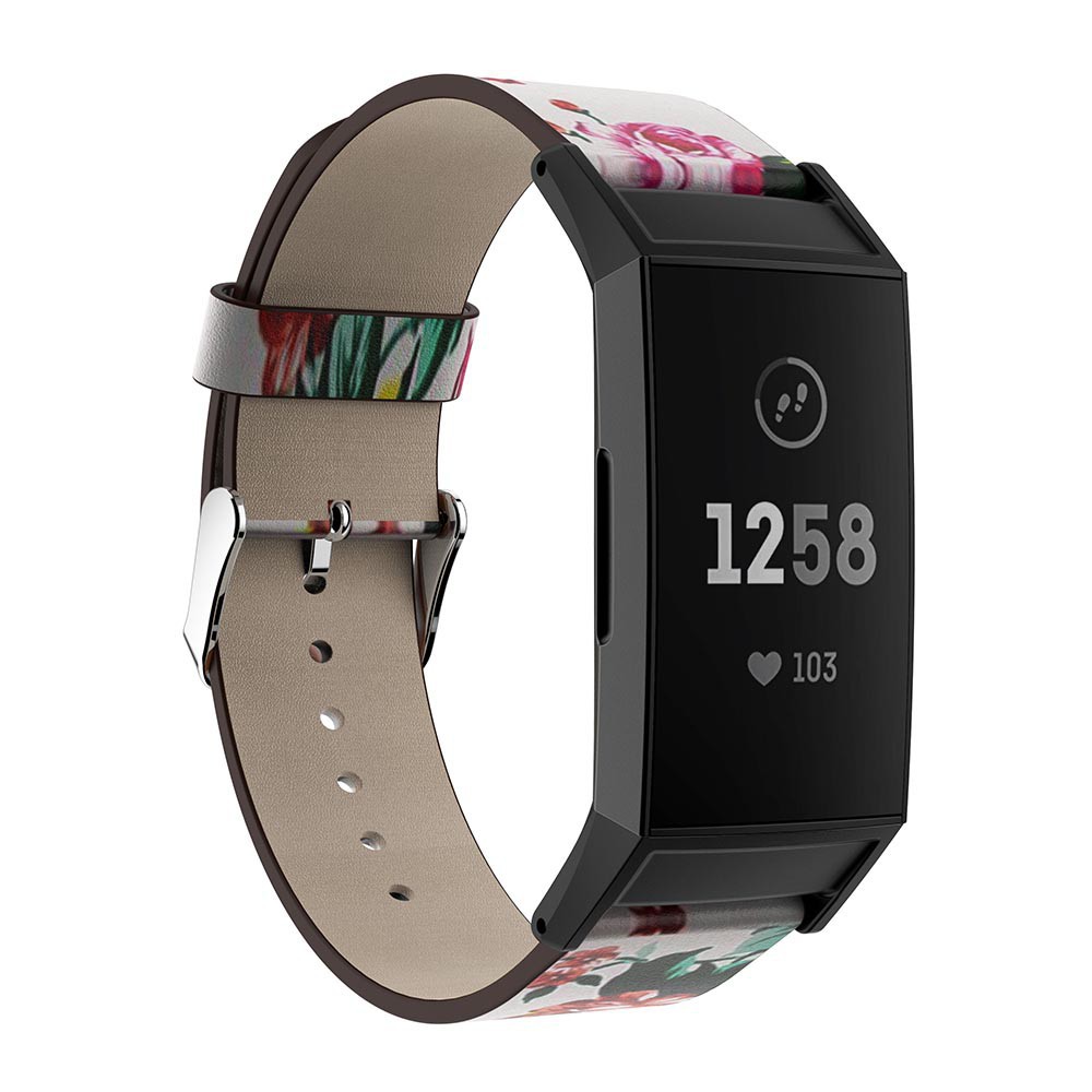 Quai đồng hồ in hình hoa nhiều màu sắc cổ điển thay thế cho đồng hồ Fitbit Charge 3