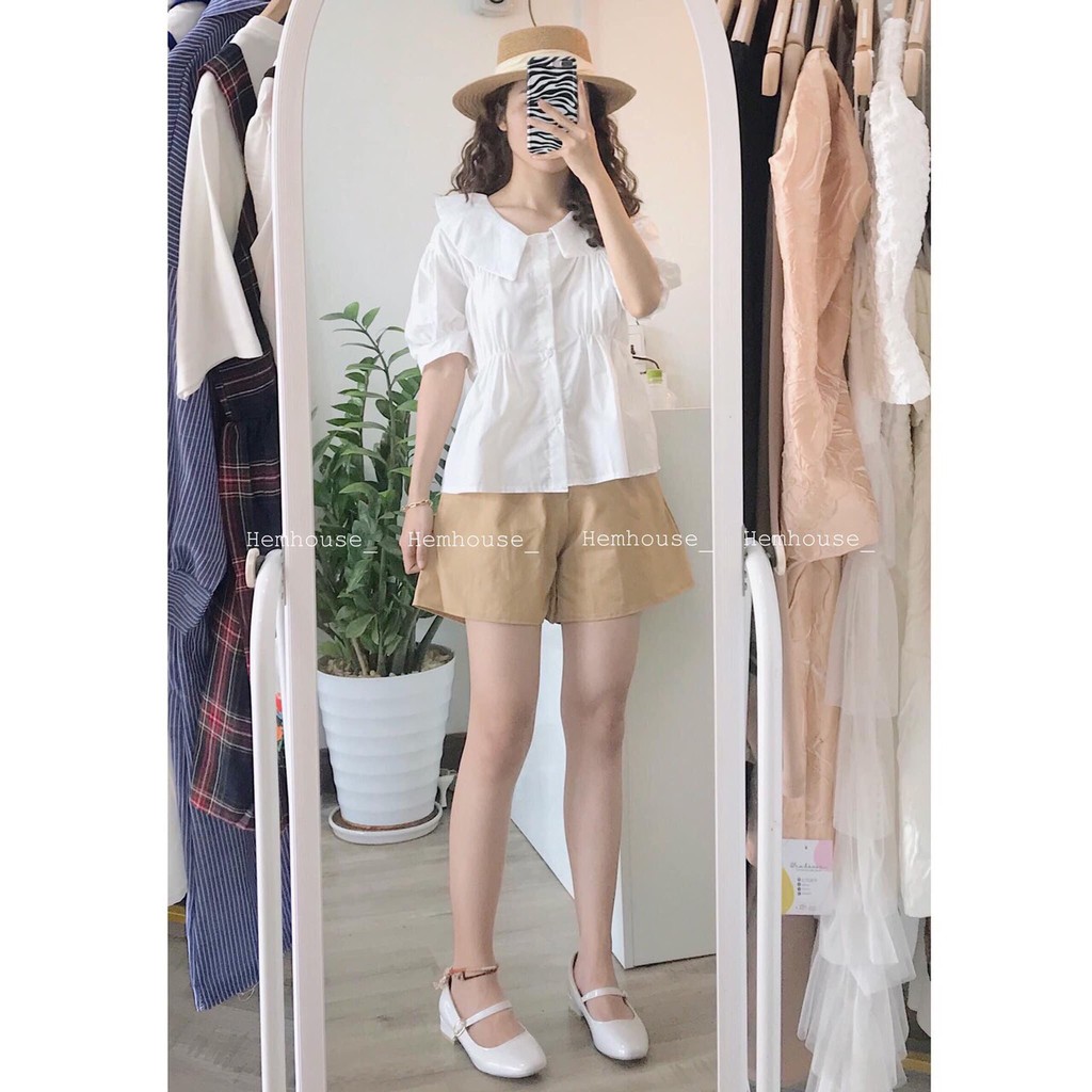 [RẺ VÔ ĐỊCH] Sét Bộ Áo Sơ Mi Bèo Tiểu Thư Mix Quần Short Sang Chảnh