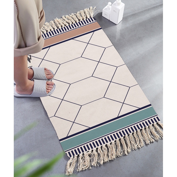 [Có Sẵn]Thảm Trang Trí Vintage, Chùi Chân,  Lót Ghế Sofa, Dệt Cao Cấp Tua Rua