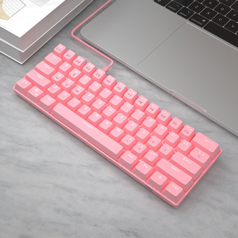💎 MageGee MK-Bàn Phím Cơ Mini Có Dây, Bàn Phím Chơi Game Màu Hồng Nhỏ Gọn Có Đèn Nền LED Công Tắc Màu Xanh, Bàn Phí