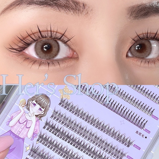 Hộp Lông Mi Giả Tách Sợi Kiểu Dáng Hot Trend Tặng Keo Dán Mi Tự Nối Tại Nhà - Mi Giả Chùm Dáng Chữ A Đuôi Cá Dễ Nối
