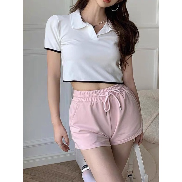 Áo Croptop Cổ Bẻ Tay Ngắn ,Dáng Rộng Lưng Xẻ Cuốn Hút Alohashop91