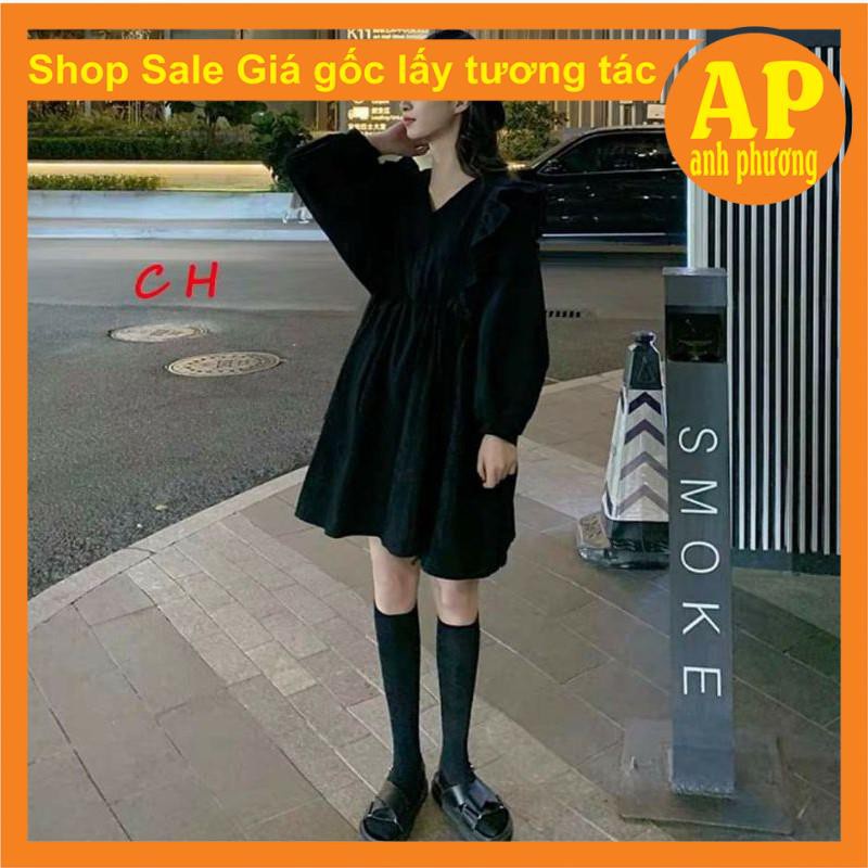 Váy Babydoll Trắng Đen tay bồng cánh dơi🦋 Đầm Nữ Tay Bồng Dáng Suông 🦋 Đầm nữ xòe
