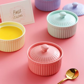 Bát ăn dặm tròn ramekin có nắp