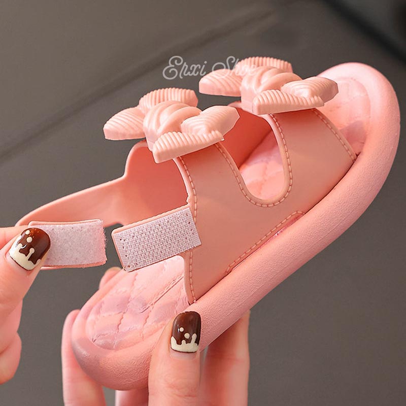 Giày sandal đế bệt hở ngón thiết kế dễ thương cho bé gái