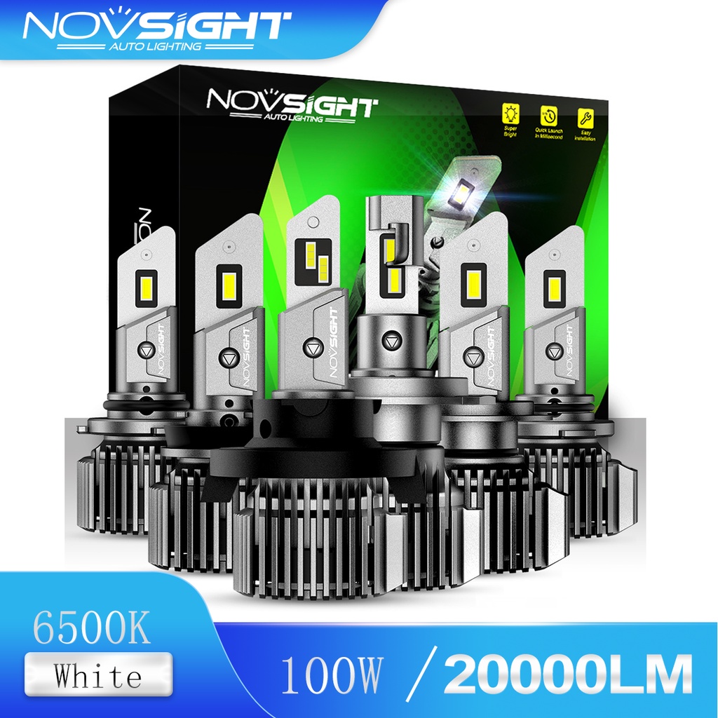 Đèn pha LED NOVSIGHT N52 H4 H11 H7 HB3 HB4 100W 20000LM 6500K siêu sáng cho xe hơi