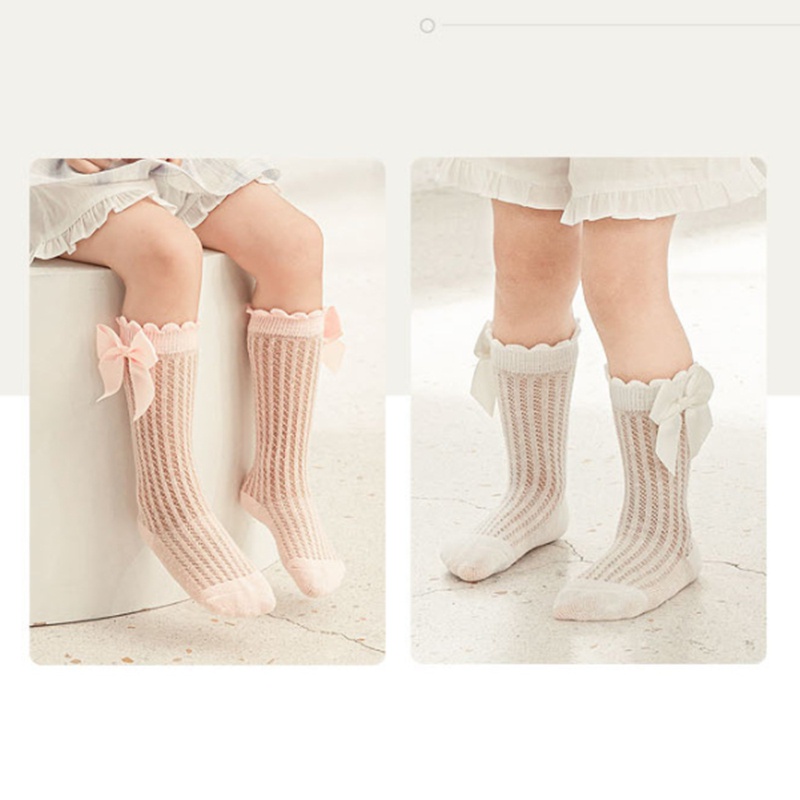 Tất Lưới Chống Muỗi Đính Nơ Xinh Xắn Cho Bé Gái 0-3 Tuổi