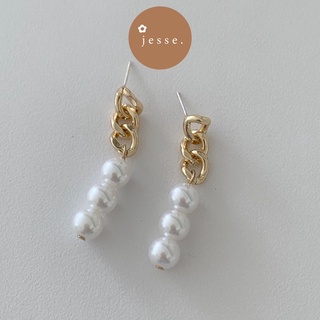 jesse store l Bông tai ngọc dài 3 hạt J146