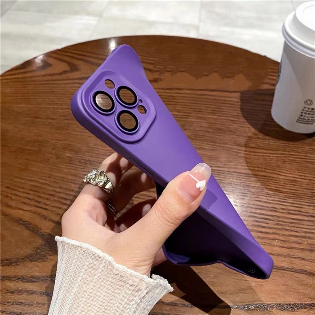 Ốp Điện Thoại iPhone 14 plus 13 12 11 Pro max case ốp lưng điện thoại iphone 14 promax Màu tím silicon Mềm Chống Bụi Chống Sốc Bảo Vệ Ống Kính Máy Ảnh Cho