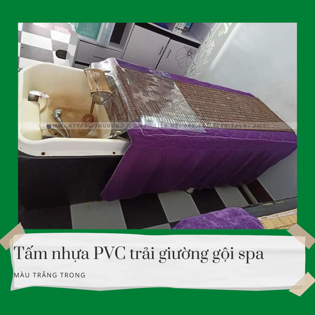 Tấm nhựa dẻo, màu trắng trong suốt dùng làm Trải bàn ăn, trải giường spa, trải giường gội 0.3mm và 0.5mm và 0.8mm