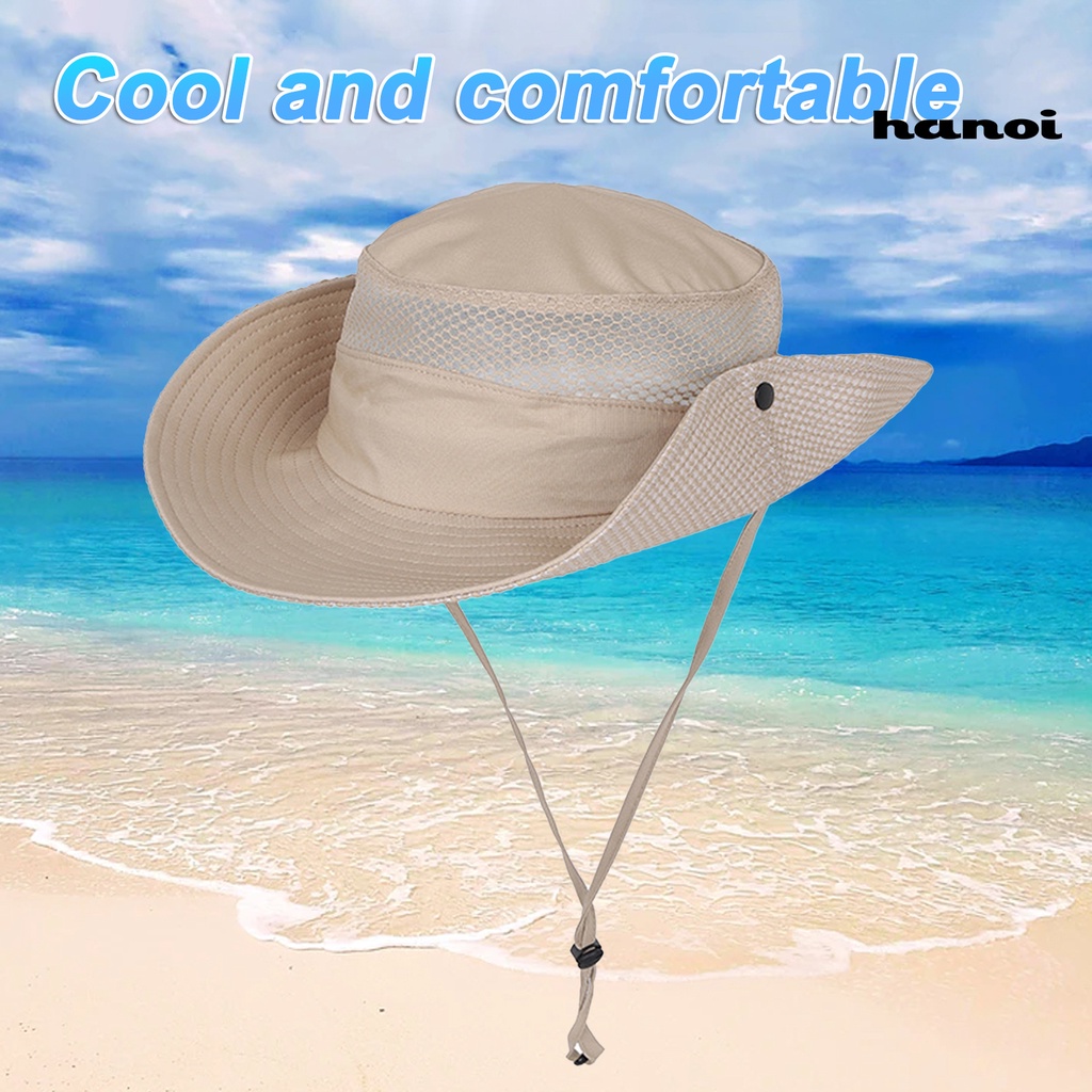 Mũ Rộng Vành Chống Nắng / Tia Uv Có Dây Đeo Và Lỗ Thông Hơi Cho Nam Và Nữ