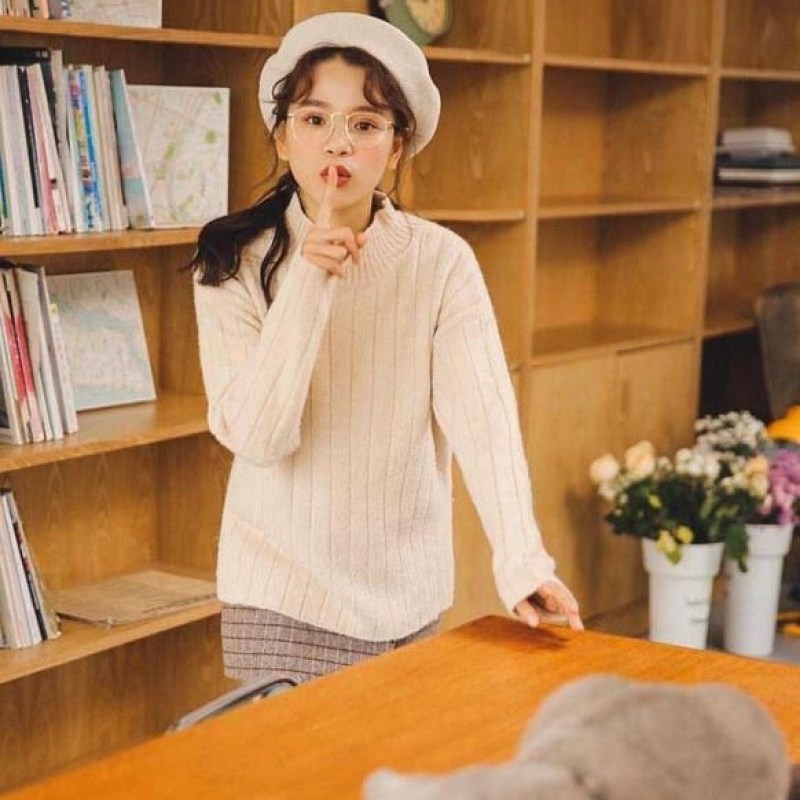 Áo sweater dài tay cổ cao thời trang Hàn Quốc 2020 cho nữ