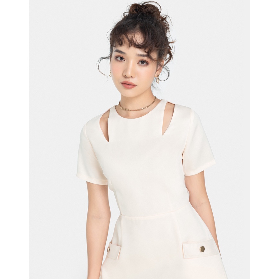 Đầm Mini Thời Trang Nữ JUNO Tay Ngắn Cut Out Vai JNDLU029
