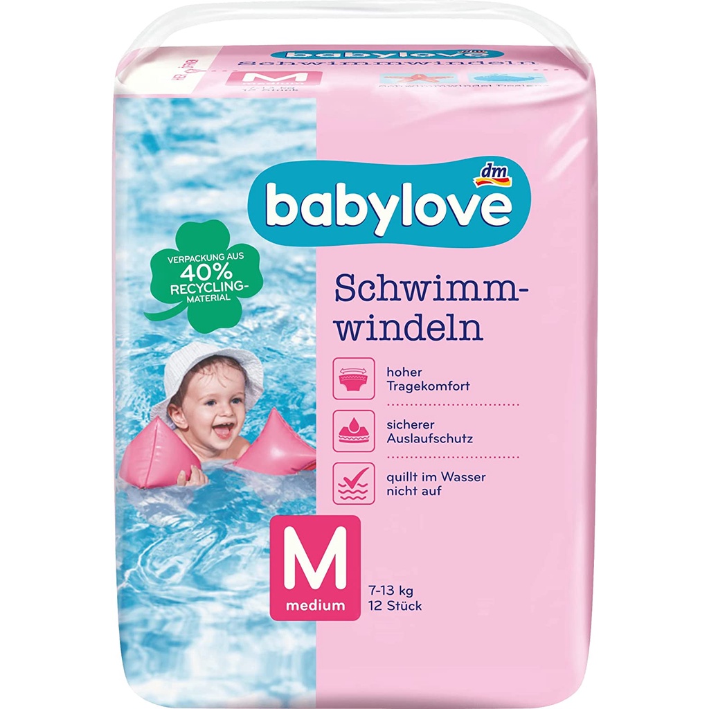 Bỉm bơi dán/quần Babylove Đức cho bé đủ size: M/L từ 7-20kg