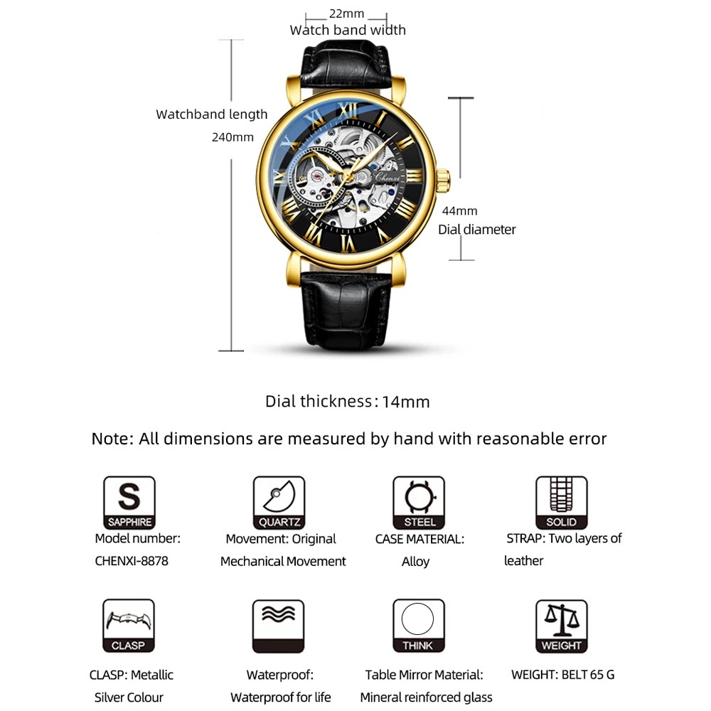 Đồng Hồ Cơ Chexi Chống Thấm Nước Dây Da Cho Nam