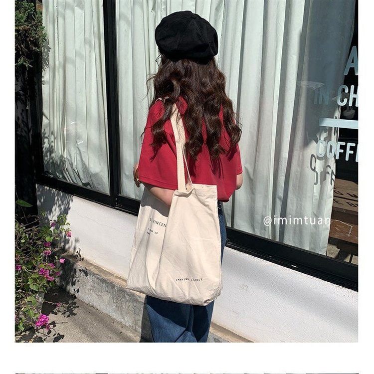 Túi xách vải canvas cỡ lớn in chữ thời trang Harajuku