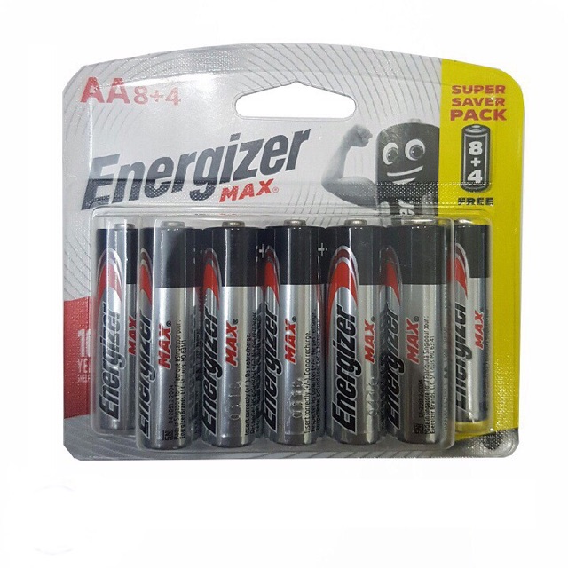 Combo 2 Vỉ Pin AA Energizer Max E91BP8+4 Hàng Chính Hãng Vỉ 12 Viên