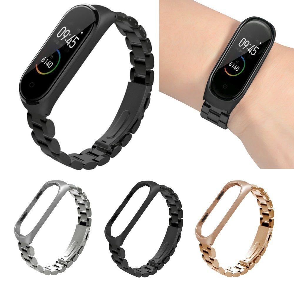 Dây đeo thay thế kim loại Xiaomi Miband 4 miband4 Mi band 4, Miband 5  - Loại mắt to sang chảnh không han gỉ hay bay màu