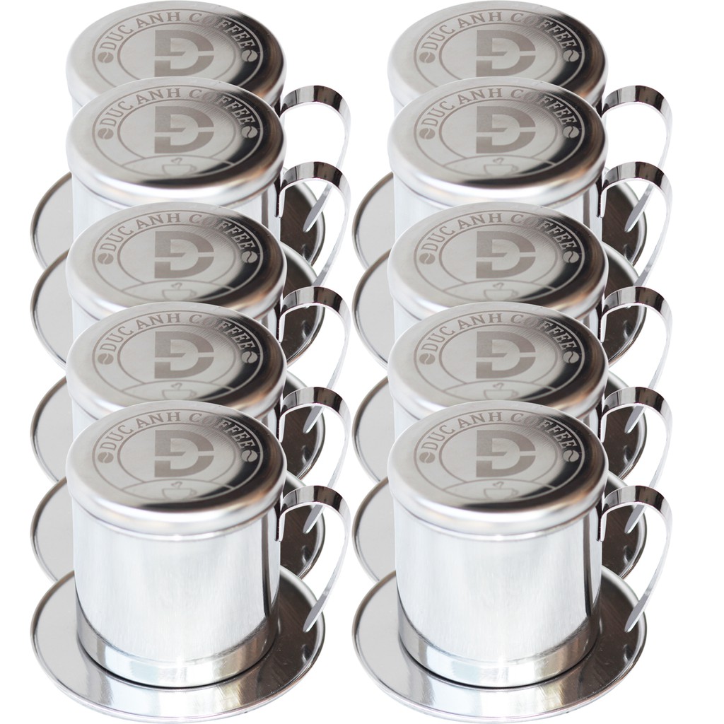 Phin pha cà phê inox bạc - dập logo nổi DUC ANH COFFEE - bền đẹp - dày dặn - sáng bóng - sang trọng - CÀ PHÊ ĐỨC ANH