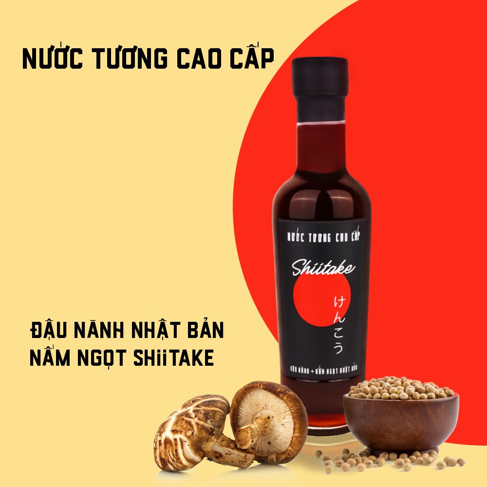 Nước Tương Cao Cấp Shiitake Làng Chài Xưa Độ Đạm Tự Nhiên Lên Men Từ Nấm Ngọt Nhât Và Đậu Nành 250ml/chai