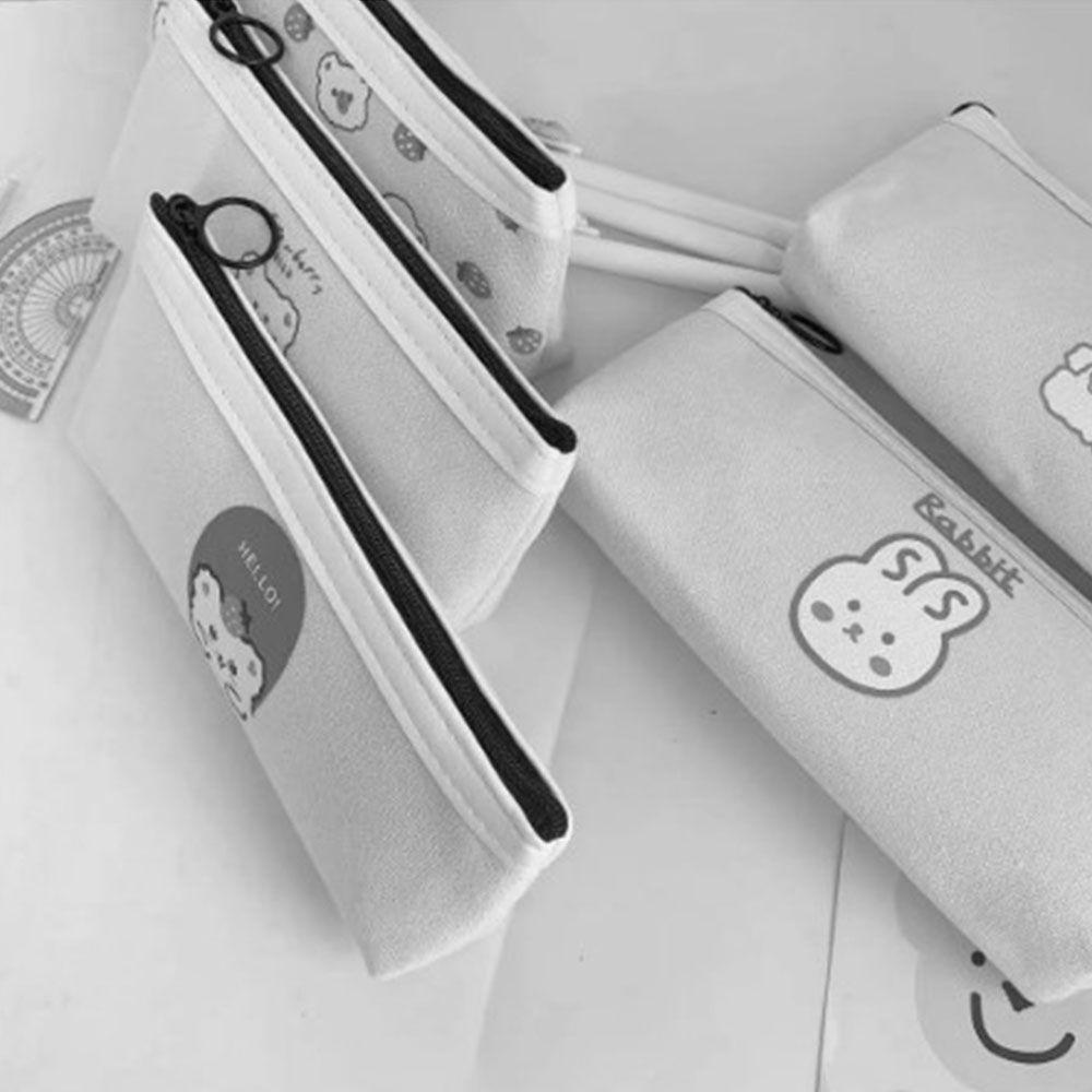 Túi Đựng Bút Bằng Vải Canvas Cỡ Lớn In Hình Gấu Xinh Xắn