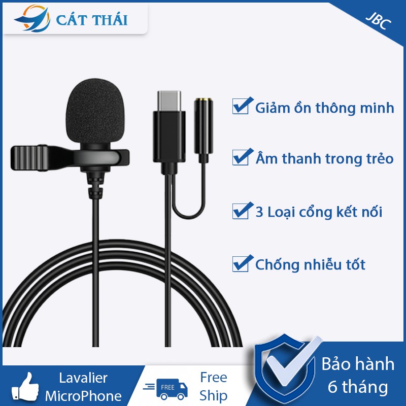 Microphone Cát Thái JBC 3 loại cổng kết nối Type-C/Lightning/Jack 3.5mm độ tương thích cao, âm thanh trung thực rõ ràng