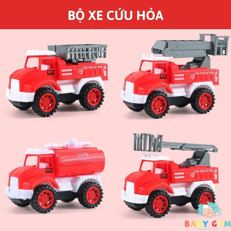 Xe ô tô đồ chơi dây cót chạy đà cho bé, bộ 4 xe nhiều chủ đề, nhiều màu sắc, kiểu dáng đẹp an toàn cho bé BABYGYM