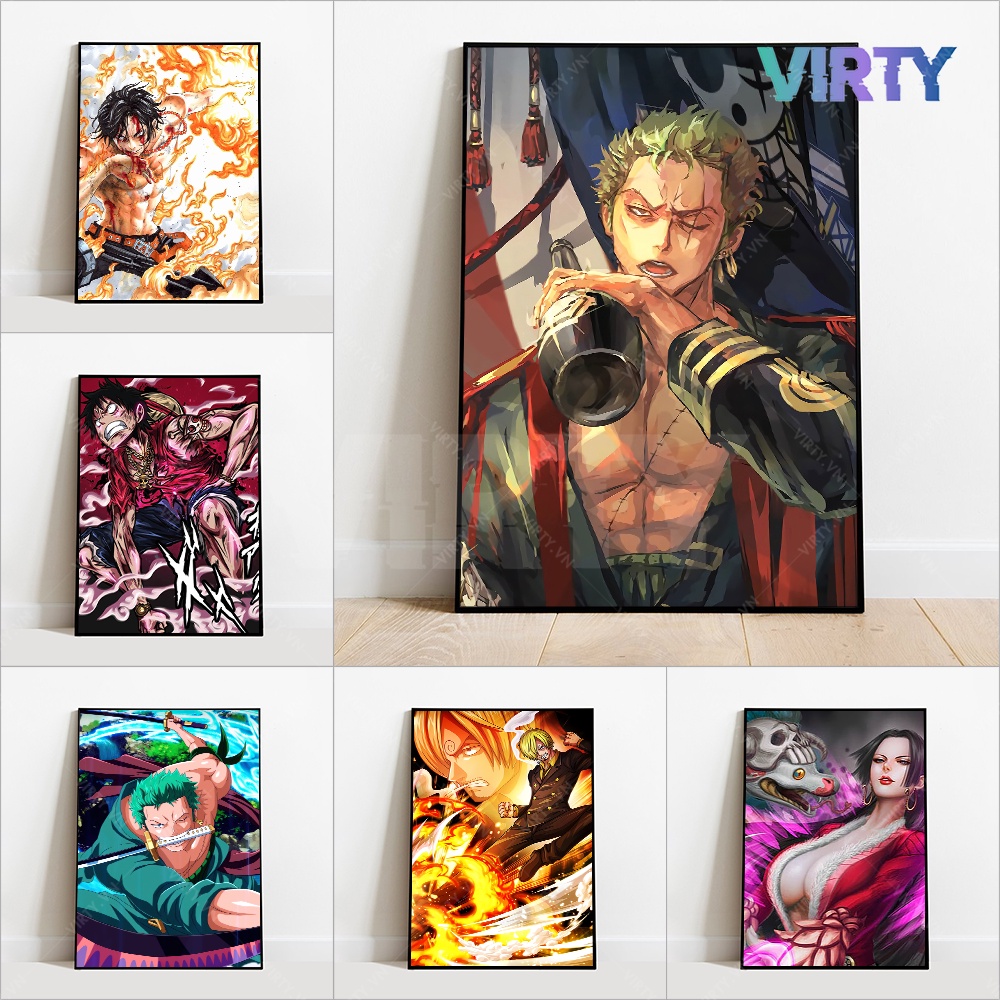 Tranh treo tường anime ONE PIECE kèm khung composite VIRTY Tranh Canvas decor phòng ngủ, phòng làm việc ANIME