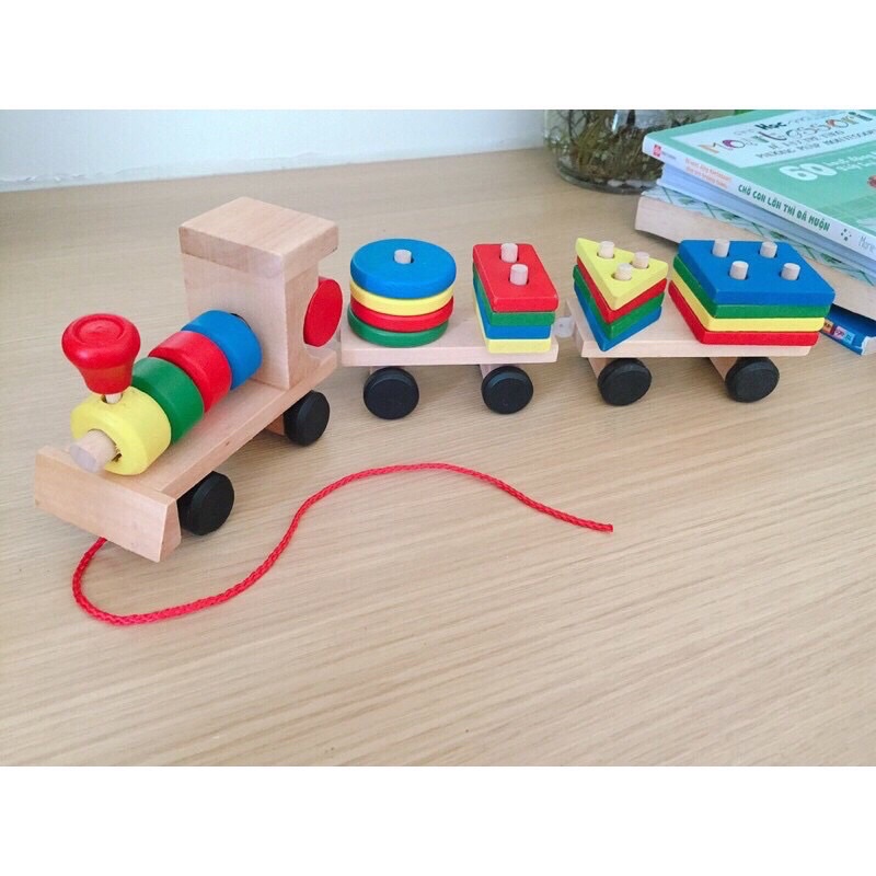 Đồ Chơi Tàu Hỏa Thả Hình Khối Bằng Gỗ MICLIK Giúp Bé Nhận Biết Hình Khối - Đồ Chơi Thông Minh Cho Bé