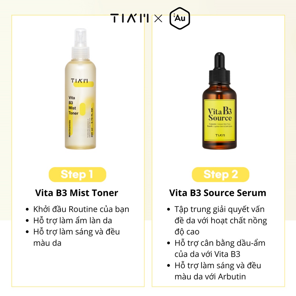 Toner Hỗ Trợ Làm Sáng &amp; Làm Đều Màu Da Dạng Xịt - TIA'M | Vita B3 Mist Toner 200mL