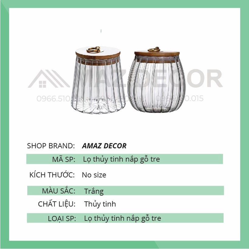 SALE SẬP SÀN Lọ thủy tinh nắp gỗ đựng trà, đựng thảo dược đồ khô, đường... đẹp giá rẻ 800ml (HB201-HB202)