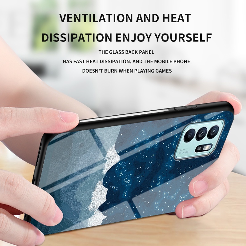 Ốp Điện Thoại Kính Cường Lực Viền TPU Mềm Chống Sốc Thời Trang Cho Oppo Reno6 Z Reno 6 6Z Reno6Z 5G