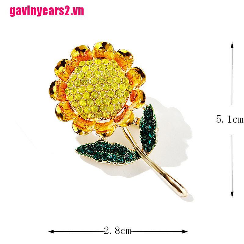 Bộ 2 Ghim Cài Áo Hình Hoa Hướng Dương Đính Đá Nhân Tạo Thời Trang