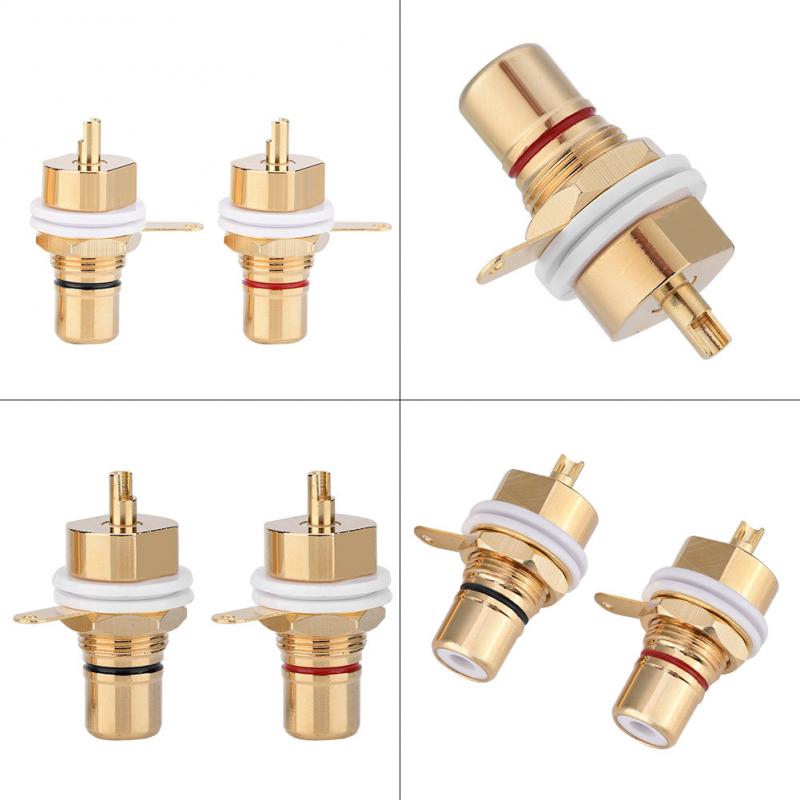 Set 2 giắc cắm RCA mạ vàng kết nối đầu âm thanh tiện dụng chất lượng cao