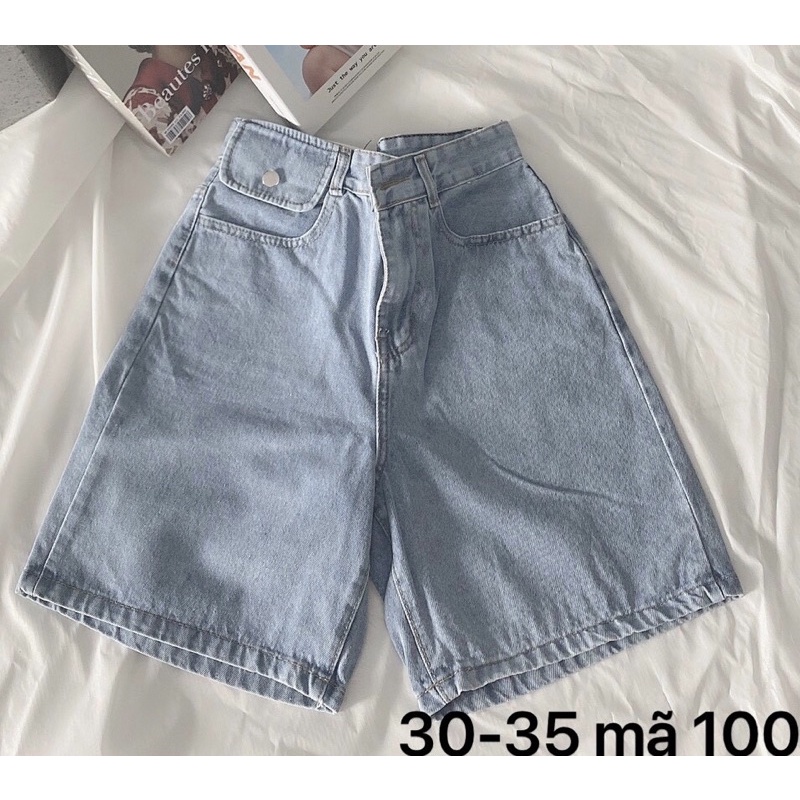 Quần Short Ngố Jean Nữ Bigsize Lưng Cao Túi Nắp Kiểu Một Bên Thời Trang VNXK Ms100