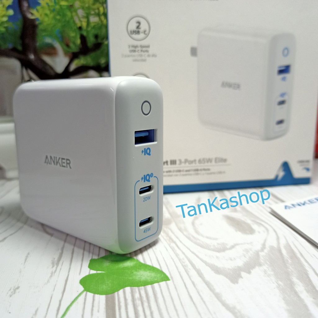 Củ Sạc Anker PowerPort III 65W Elite A2034 - 3 cổng PiQ 3.0, GaN , Sạc Nhanh PPS/PD/QC3.0