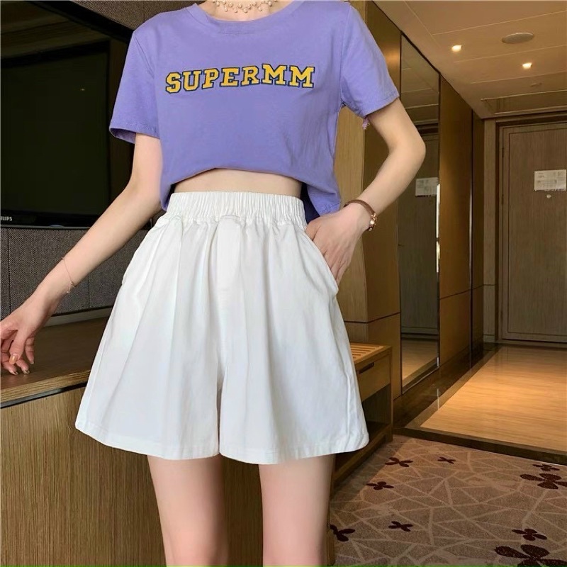 Quần đùi nữ cạp chun ống rộng, quần Short lưng thun nữ