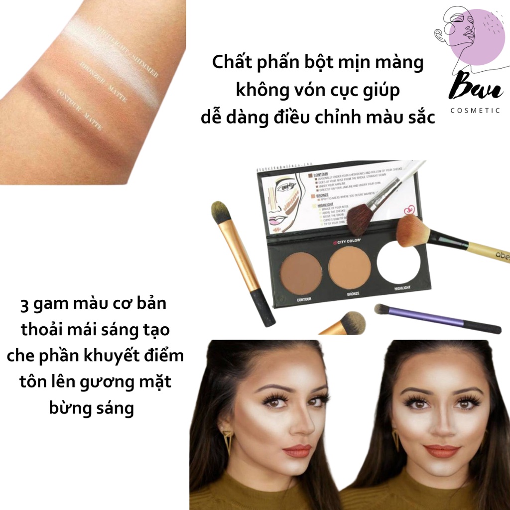 Bảng Phấn Tạo Khối Và Highlight 3 ô City Color Contour Palette | BigBuy360 - bigbuy360.vn