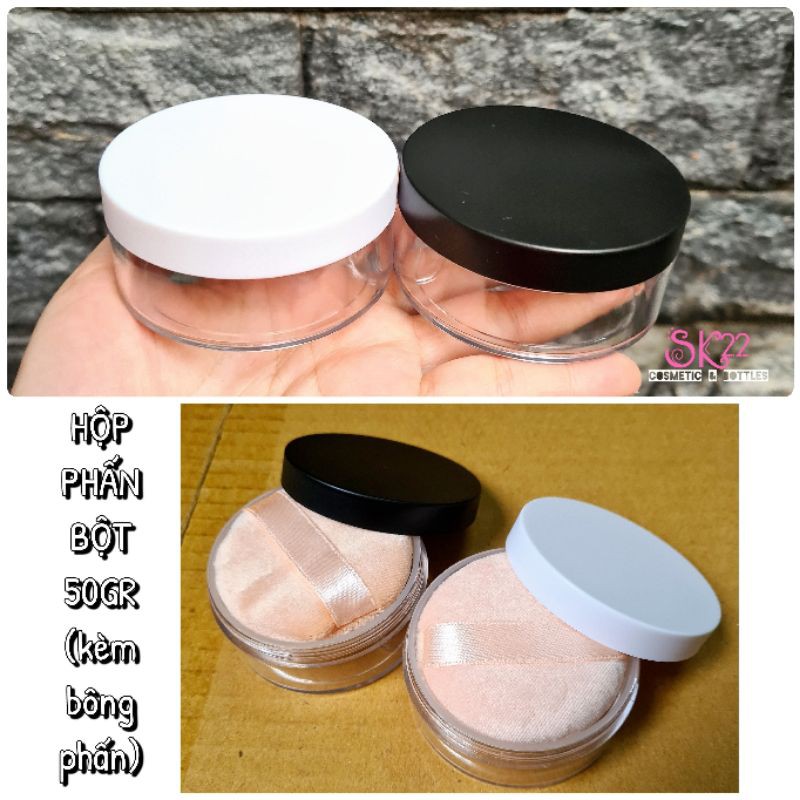 Mua càng NHIỀU càng GIẢM SÂU(kèm bông phấn)HỘP PHẤN BỘT 5gr/10gr/20gr/30gr/50gr + HỘP PHẤN NƯỚC 15ml + Bông phấn