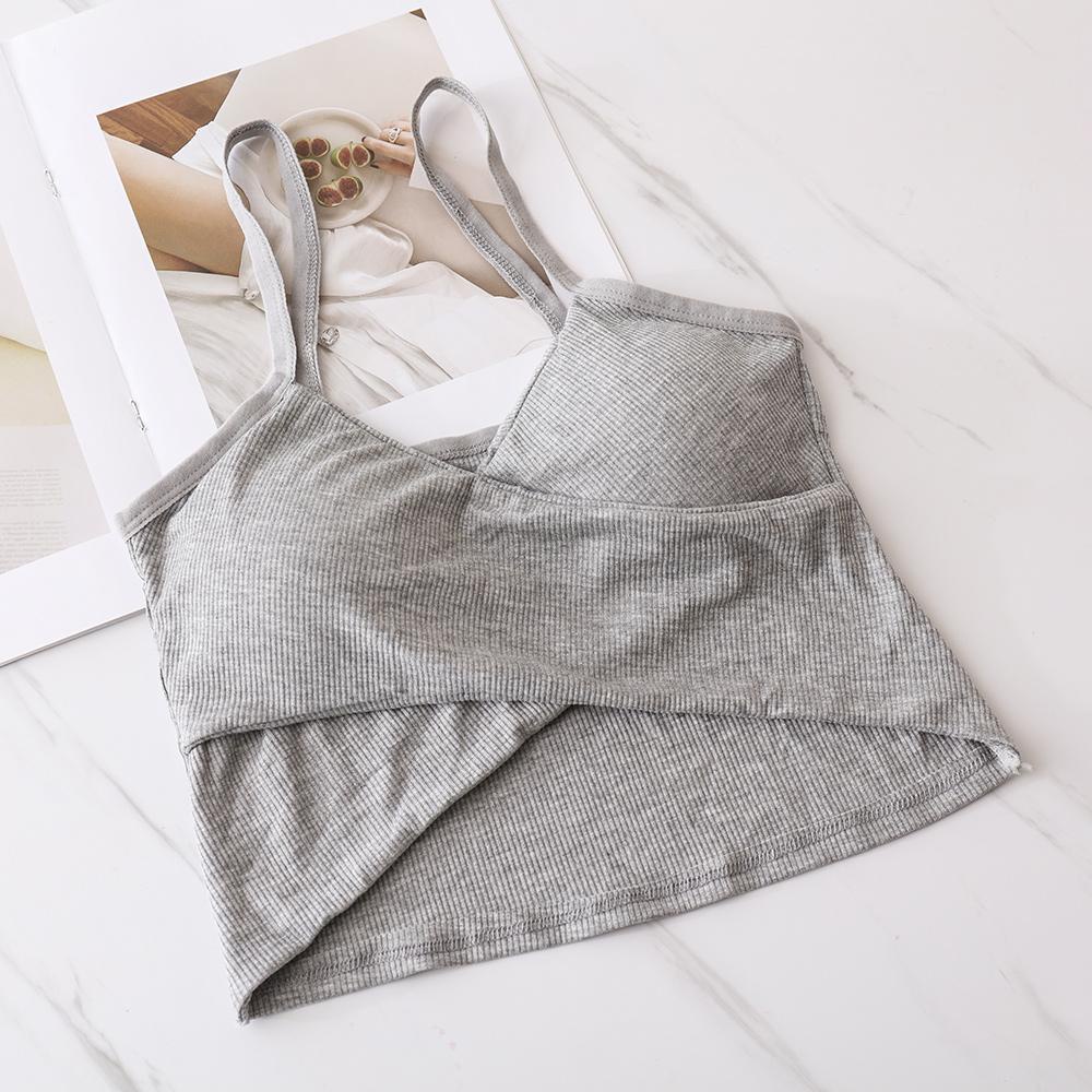 Áo Hai Dây Cổ Chữ V Có Mút Đệm Ngực Dáng Ôm Thời Trang Quyến Rũ Cho Nữ