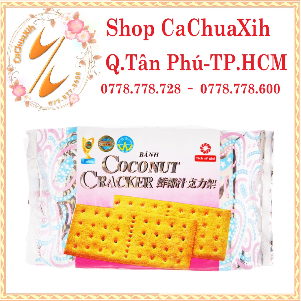 Bánh quy dừa phủ đường Coconut Cracker gói 180g ( bánh bạc vuông)