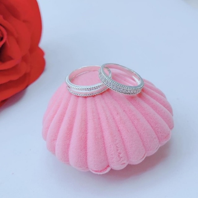 Nhẫn đôi Bạc ta kiểu mới, đẹp rạng ngời hoa văn đồng điệu tinh tế Mainomi Shop Bạc Xinh