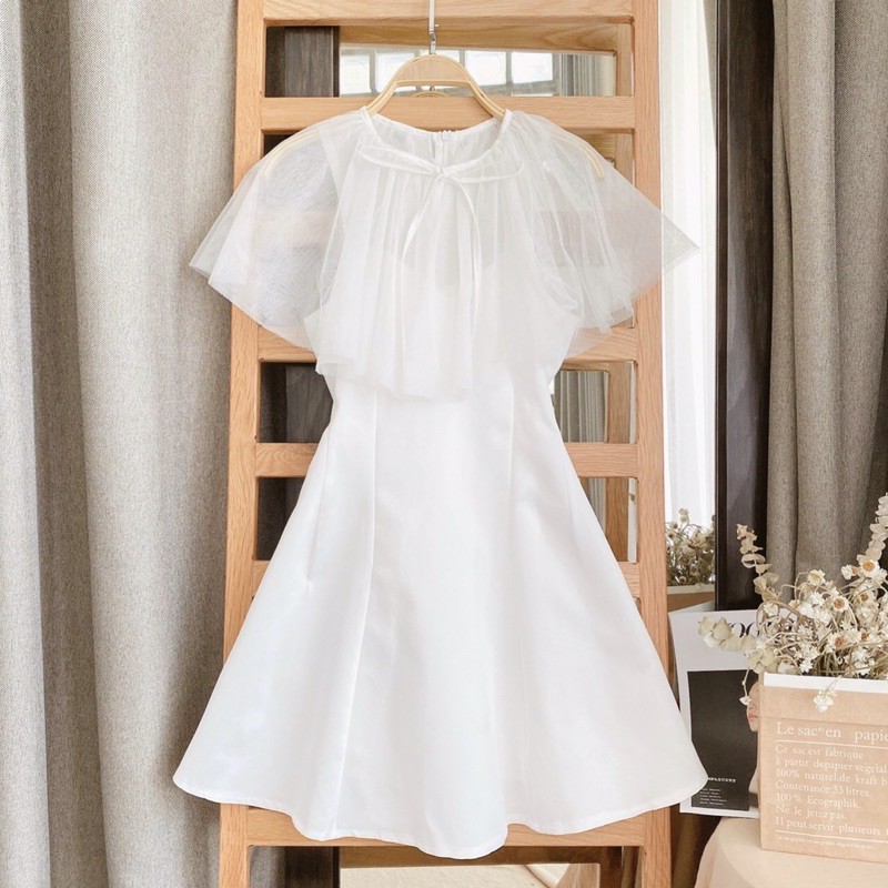 Đầm trắng🌷Hình thật 100%🌷Đầm trắng tay cánh tiên phối voan | BigBuy360 - bigbuy360.vn