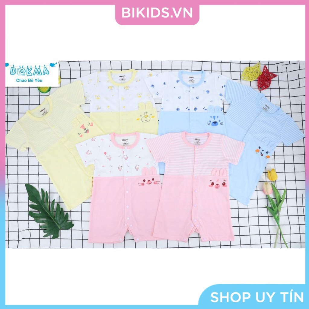 Dokma - Body cộc tay cài cúc giữa chất bamboo mềm mát cho bé 1-3M ( DB361)