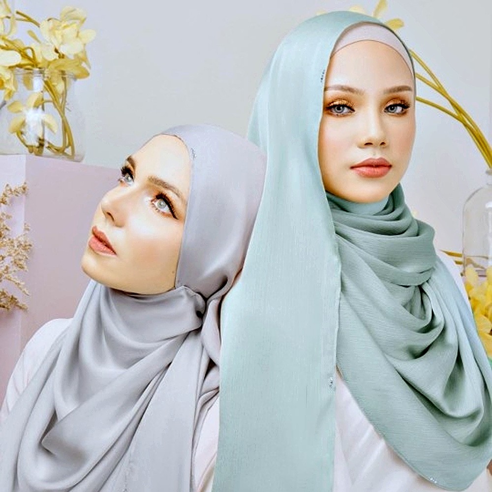 Jifang Women Plain Pleated Crinkle Wrinkle Chiffon Muslim Hijabs Shawls Turban Tudung Headscarf 20 Colors 180x75cm WJ594